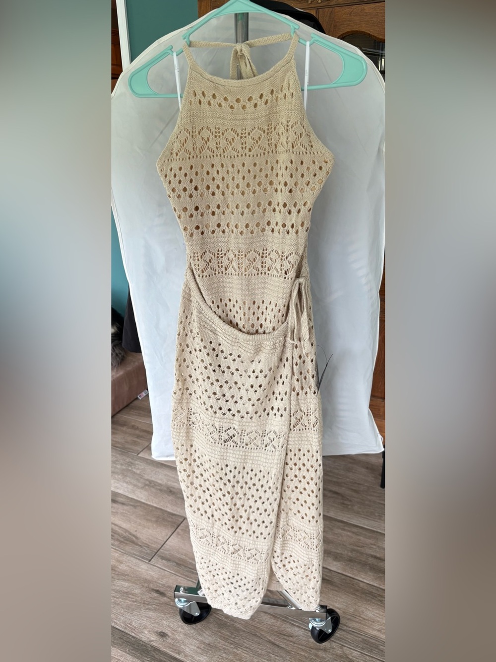 Lulu's Cream Crochet Knit Sundress